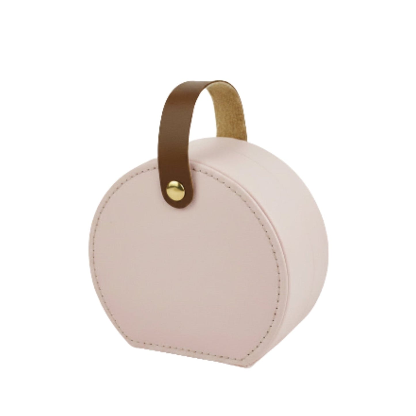 Round Pu Leather Jewelry Box With Strap
