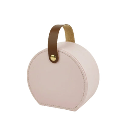 Round Pu Leather Jewelry Box With Strap