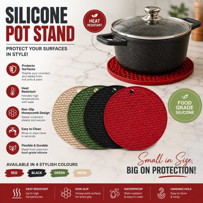 Round Silicone Pot Mat & Trivet – Heat Resistant Non-Slip Kitchen Protector – Flexible Design