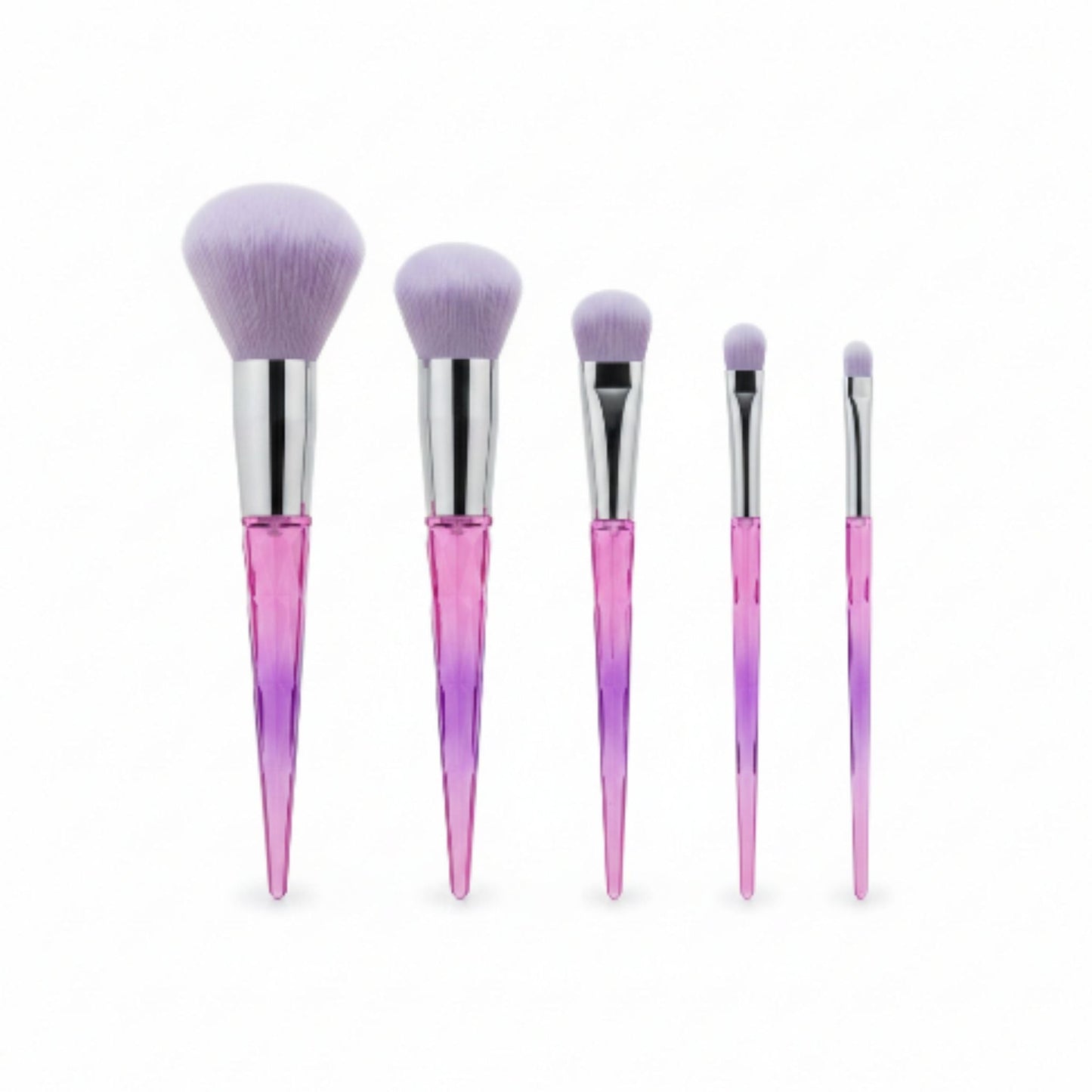 Ruby Face 5-Piece Crystal Makeup Brush Set – Foundation, Powder, Blush & Blending Cosmetic Brushes With Makeup Bag