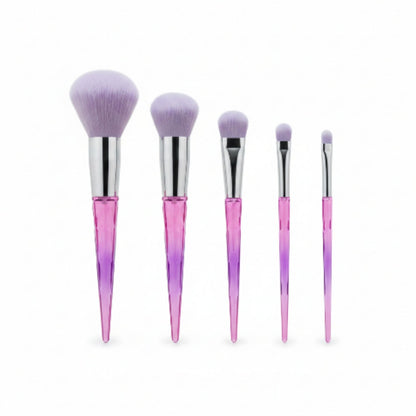 Ruby Face 5-Piece Crystal Makeup Brush Set – Foundation, Powder, Blush & Blending Cosmetic Brushes With Makeup Bag