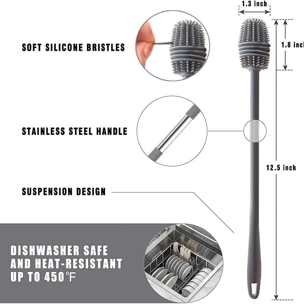 Silicone Bottle Cleaning Brush For Water Bottles & Glassware