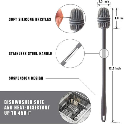 Silicone Bottle Cleaning Brush For Water Bottles & Glassware