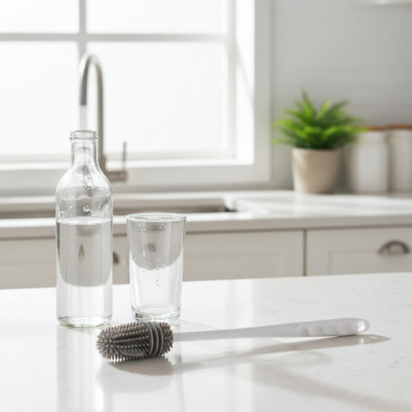 Silicone Bottle Cleaning Brush For Water Bottles & Glassware Lifestyle