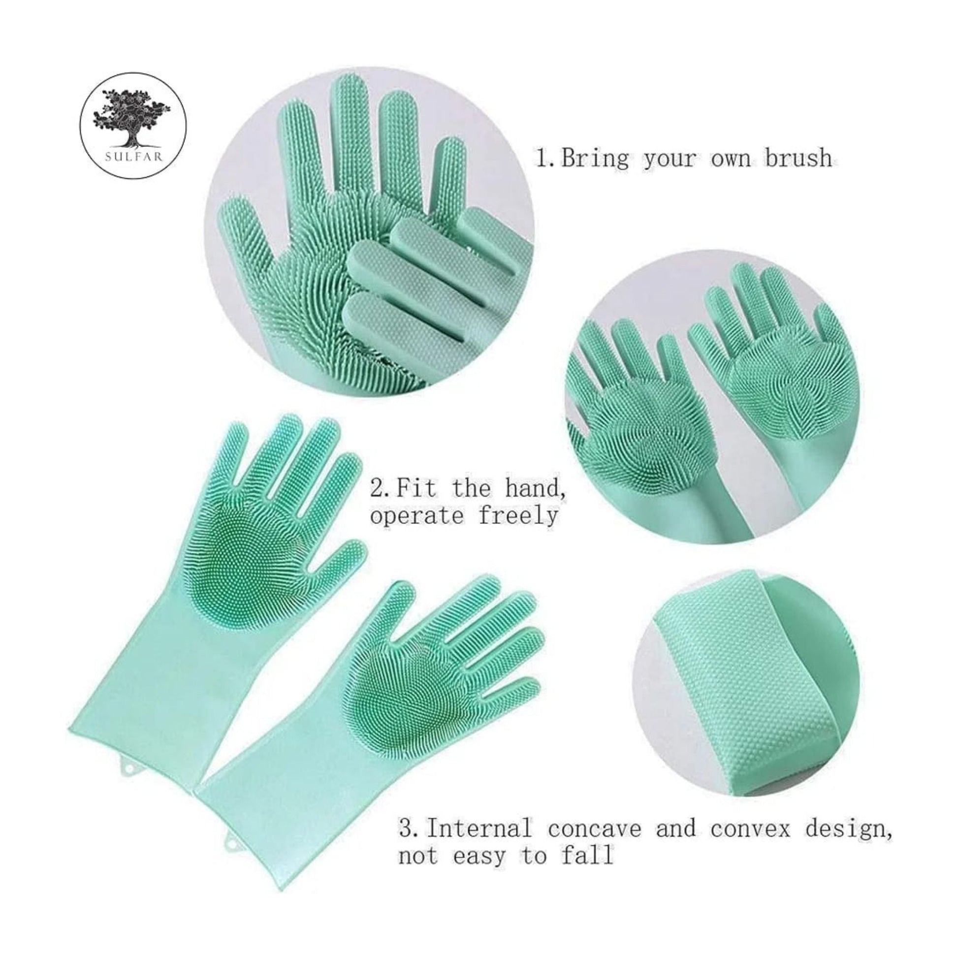 Silicone Dishwashing Gloves (Pair) – Reusable Kitchen Cleaning Scrub Gloves | Heat Resistant Dish Washing Gloves