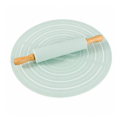 Silicone Rolling Pin And Mat Set