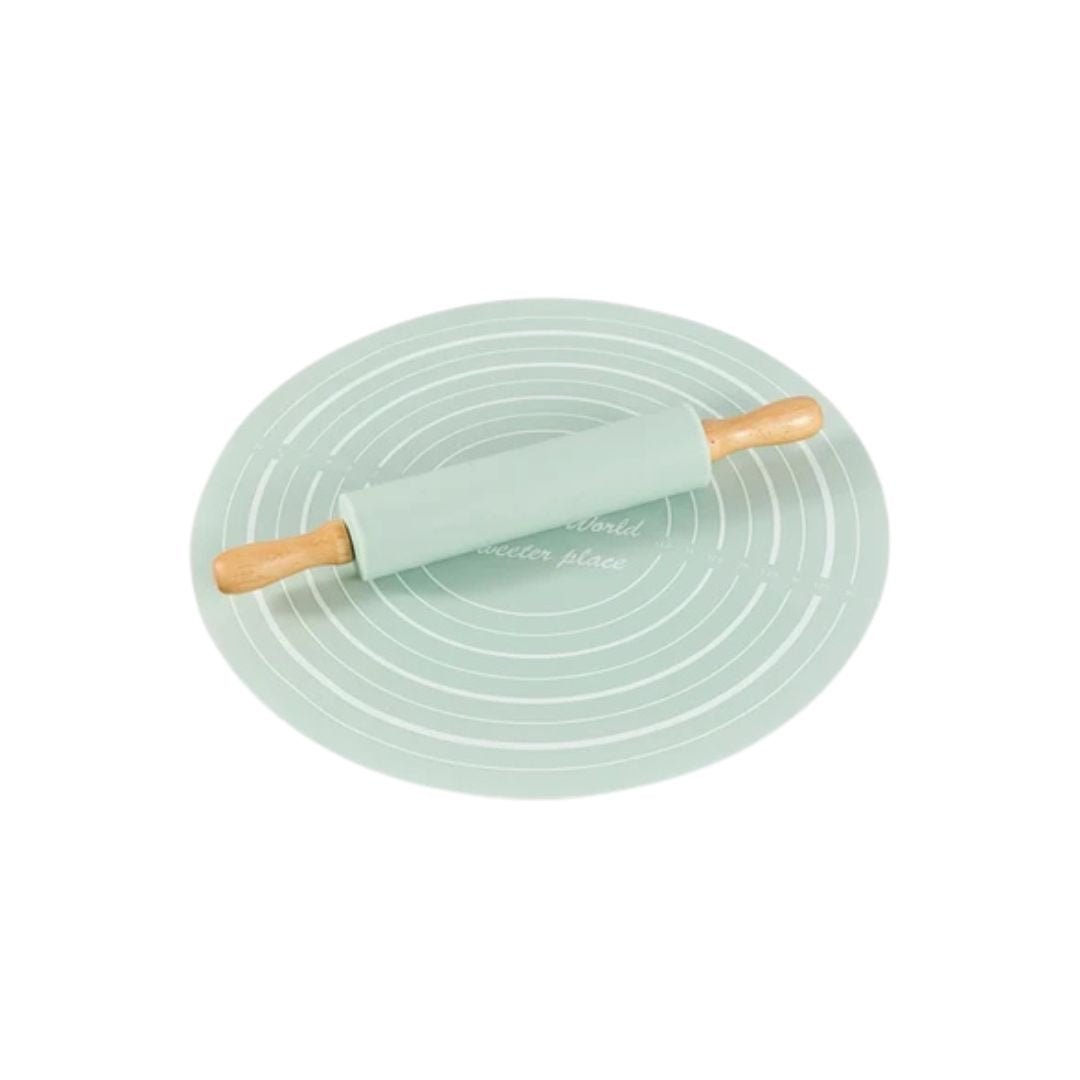 Silicone Rolling Pin And Mat Set
