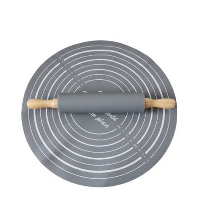 Silicone Rolling Pin And Mat Set