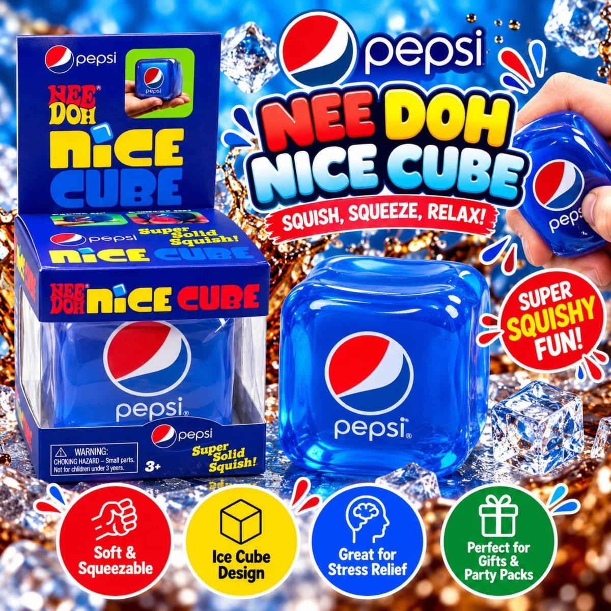 Slow Rising Pepsi Needoh Cube – Soft Squeeze Stress Relief Fidget Toy