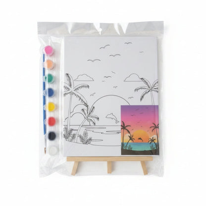 Small Canvas With Easel Board And Paint Set - Dolphin