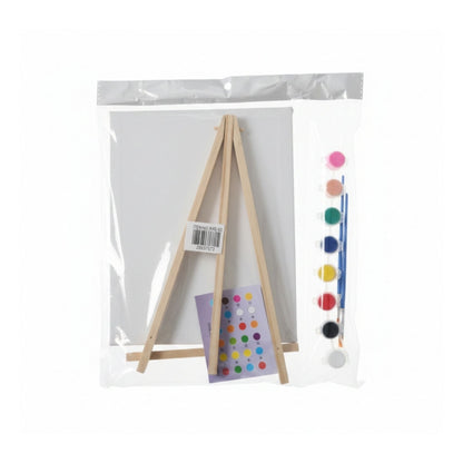 Small Canvas With Easel Board And Paint Set - Mountain Sunset