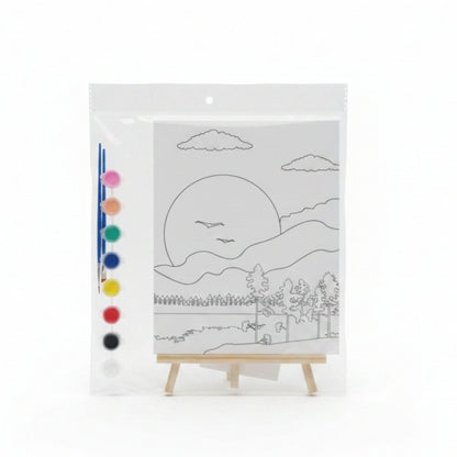 Small Canvas With Easel Board And Paint Set - Mountain View