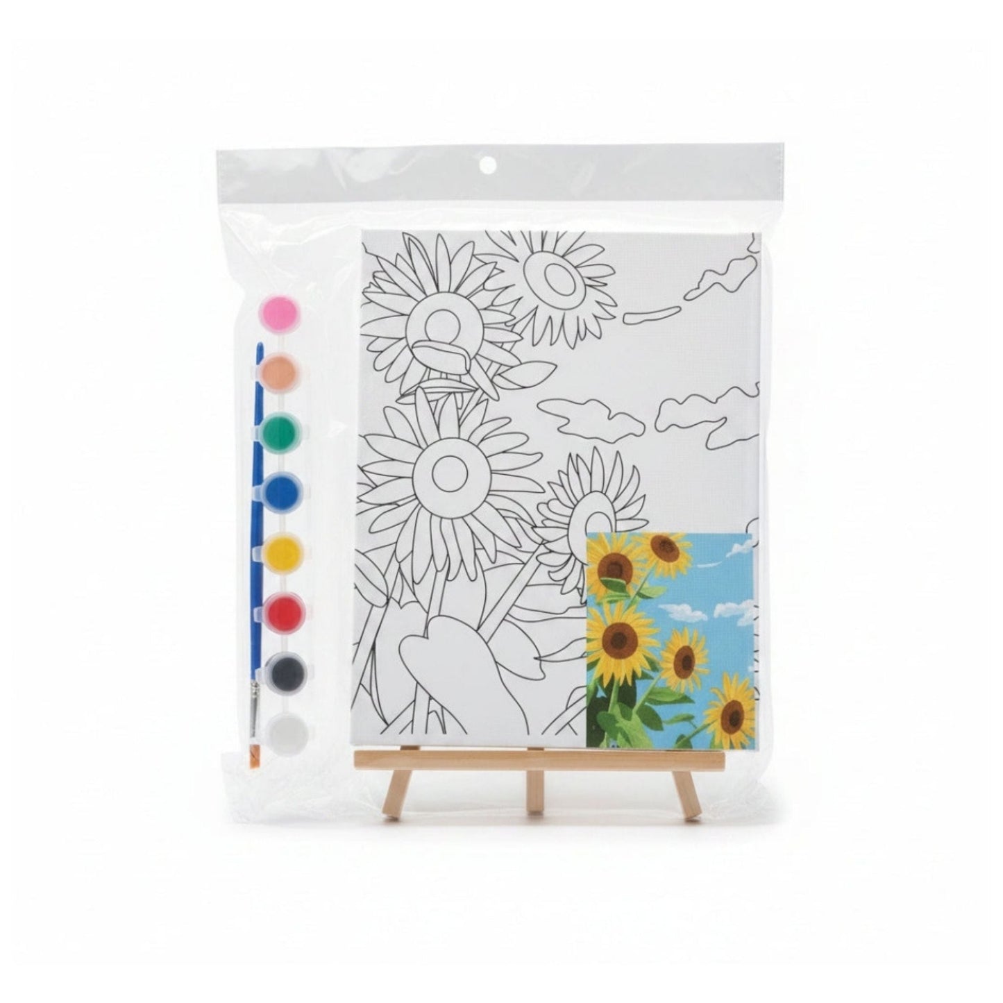 Small Canvas With Easel Board And Paint Set - Sunflower