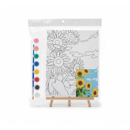 Small Canvas With Easel Board And Paint Set - Sunflower