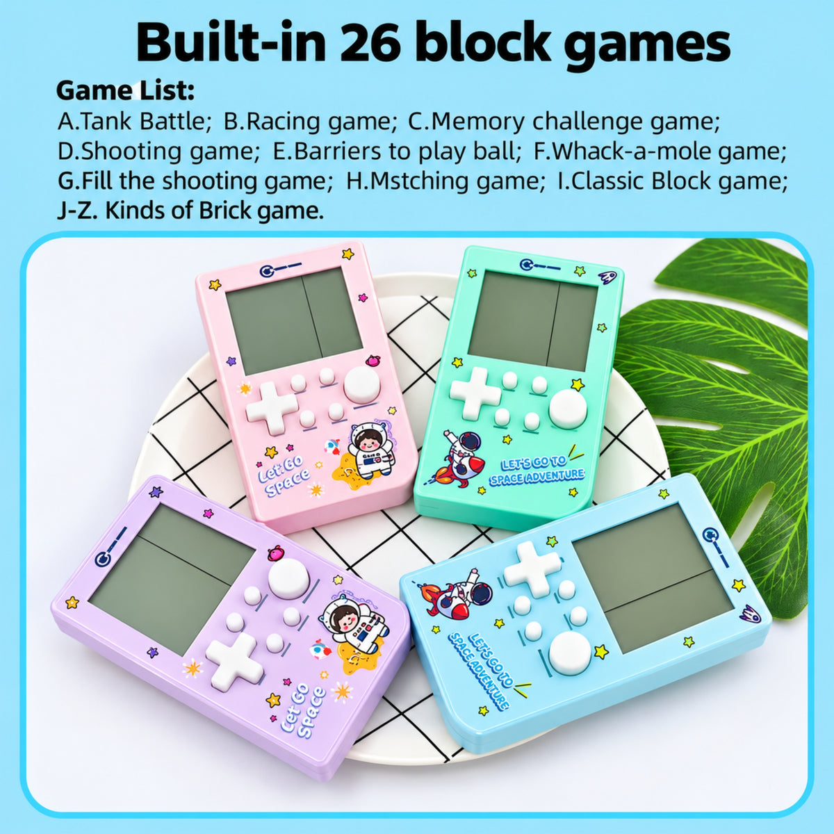 Small Handheld Game Console with Built-In Games Speaker and Battery-Operated Portable Design 11.5 × 8cm