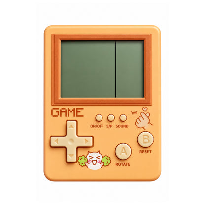 Small Handheld Game Console with Built-In Games Speaker and Battery-Operated Portable Design 11.5 × 8cm Orange On White Background