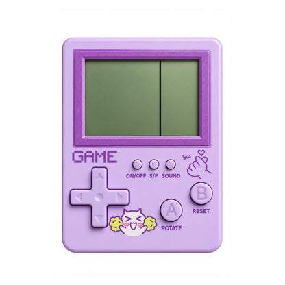 Small Handheld Game Console with Built-In Games Speaker and Battery-Operated Portable Design 11.5 × 8cm Purple On White Background