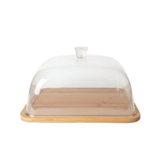 Square Acrylic Cake Dome With Wooden Base