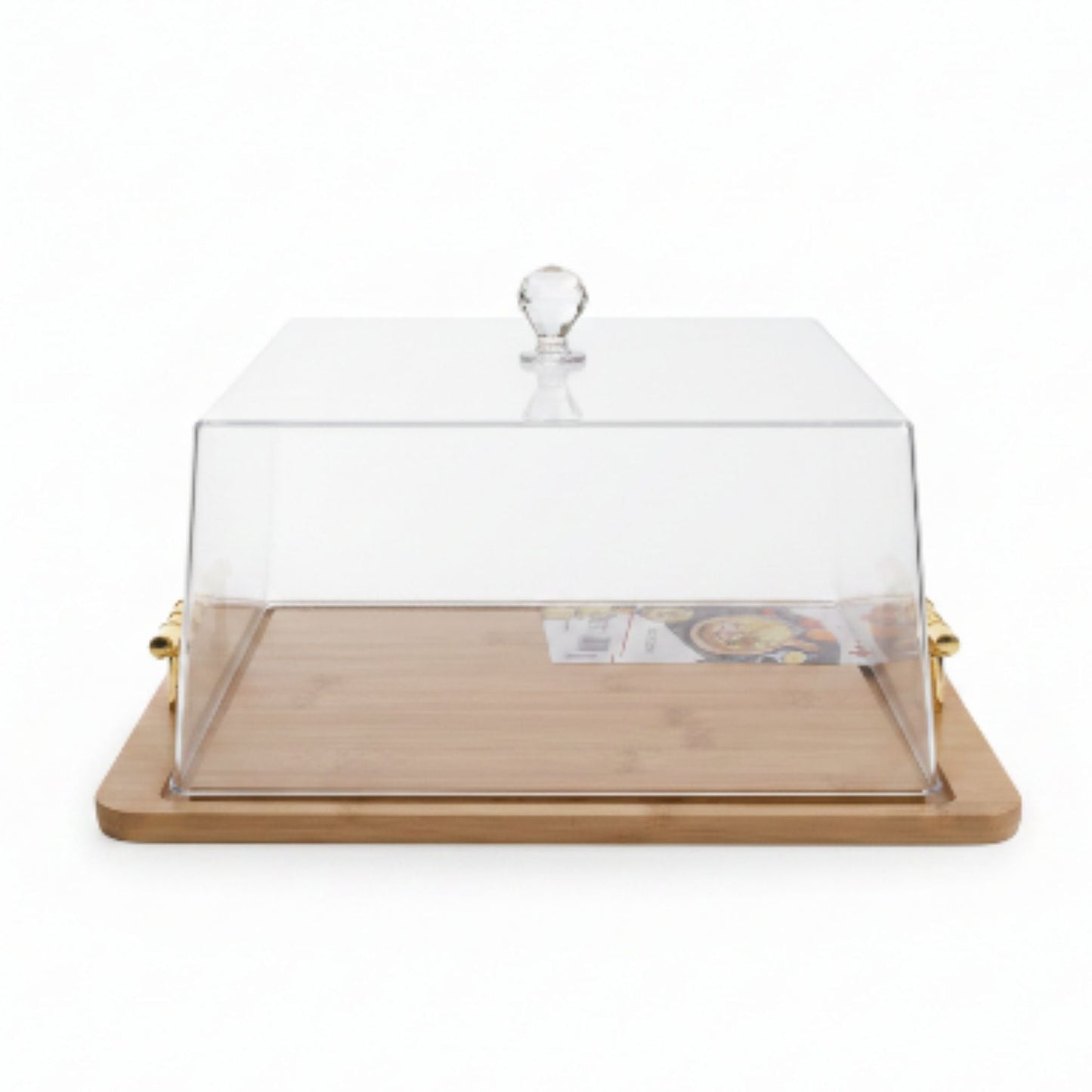 Square Cake Dome With Gold Handle