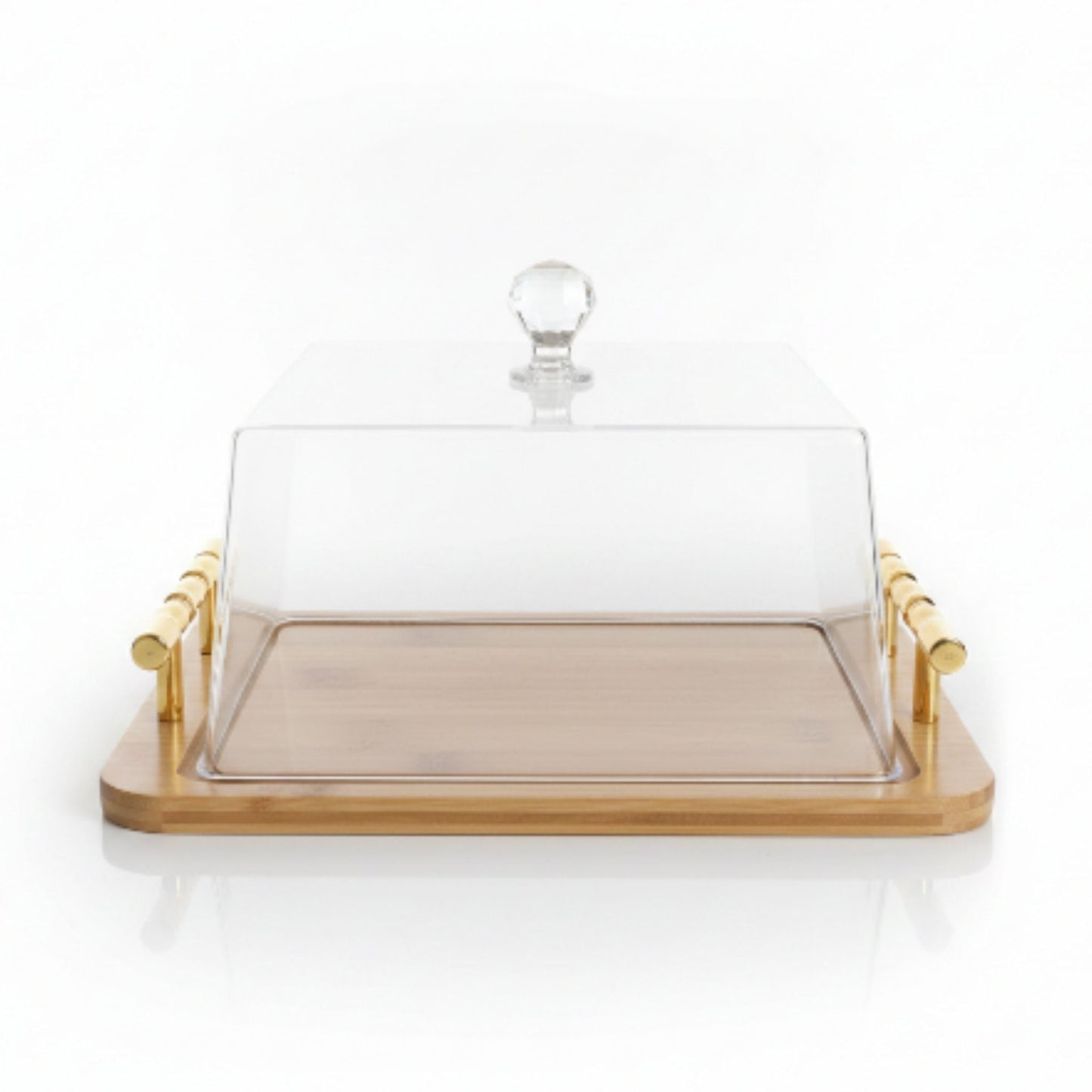 Square Cake Dome With Gold Handle