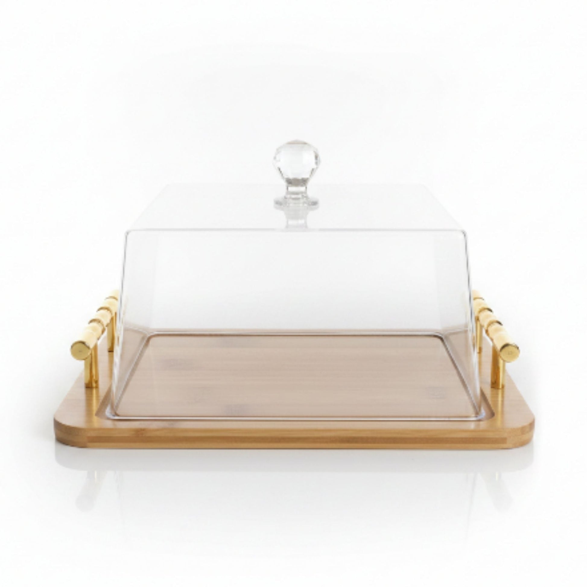 Square Cake Dome With Gold Handle
