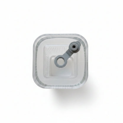 Square Glass Can With Handle, Plastic Lid & Straw 380ml - Hammered
