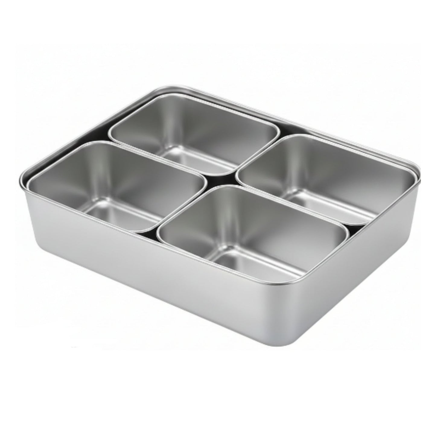 Stainless Steel Divided Condiment Set-4 Slot