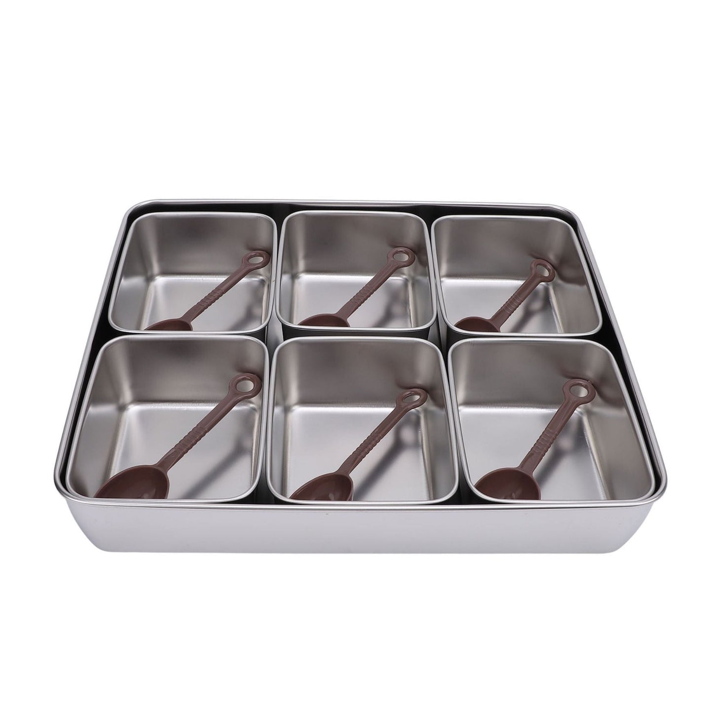 Stainless Steel Divided Condiment Set - 6 Slot