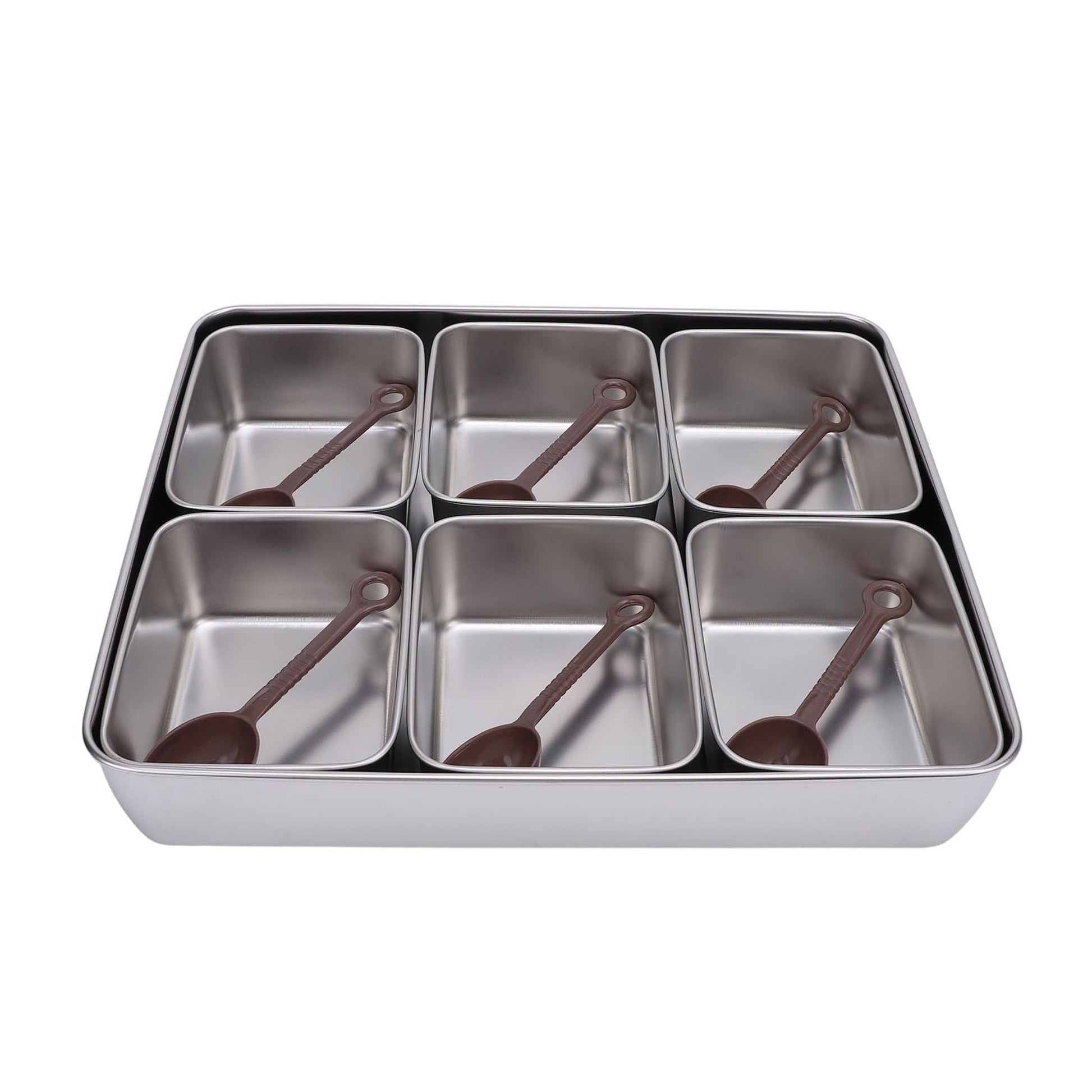 Stainless Steel Divided Condiment Set - 6 Slot