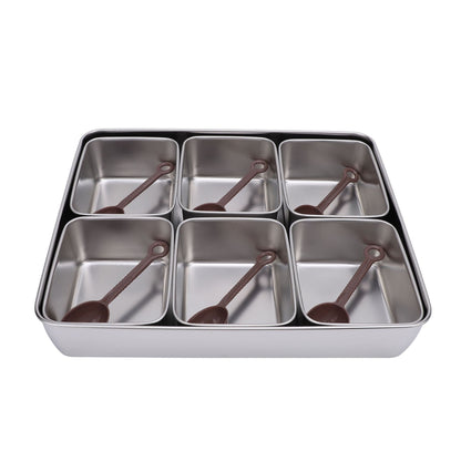 Stainless Steel Divided Condiment Set - 6 Slot