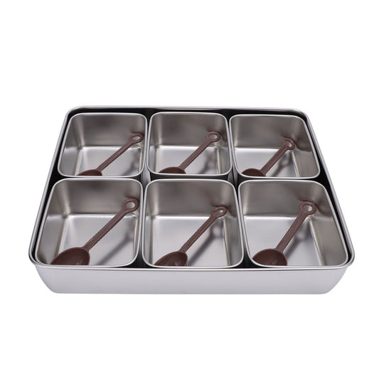 Stainless Steel Divided Condiment Set - 6 Slot