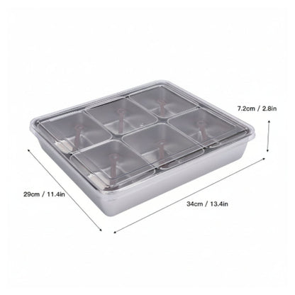 Stainless Steel Divided Condiment Set - 6 Slot