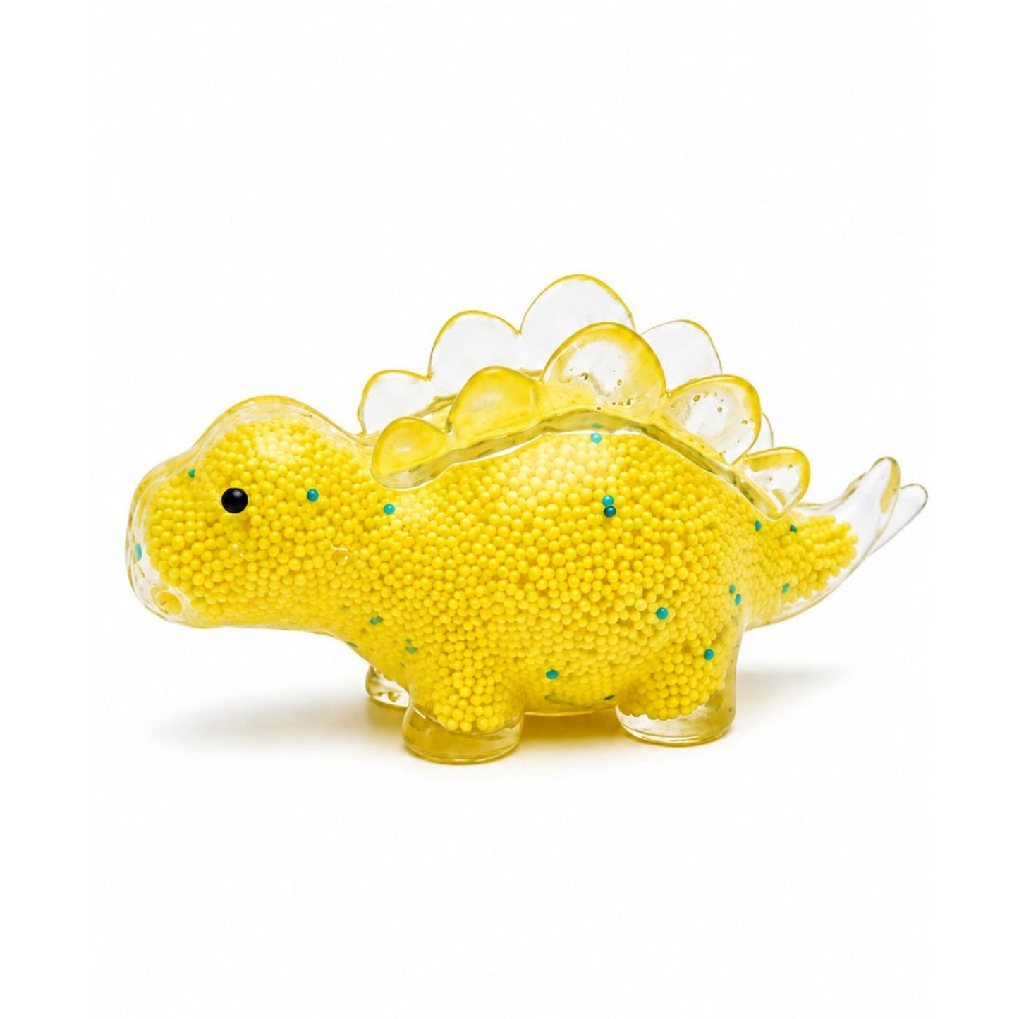 Stegosaurus Light-Up Squishy Stress Relief Sensory Fidget Toy - Bead-Filled Dinosaur Toy Yellow On White Background