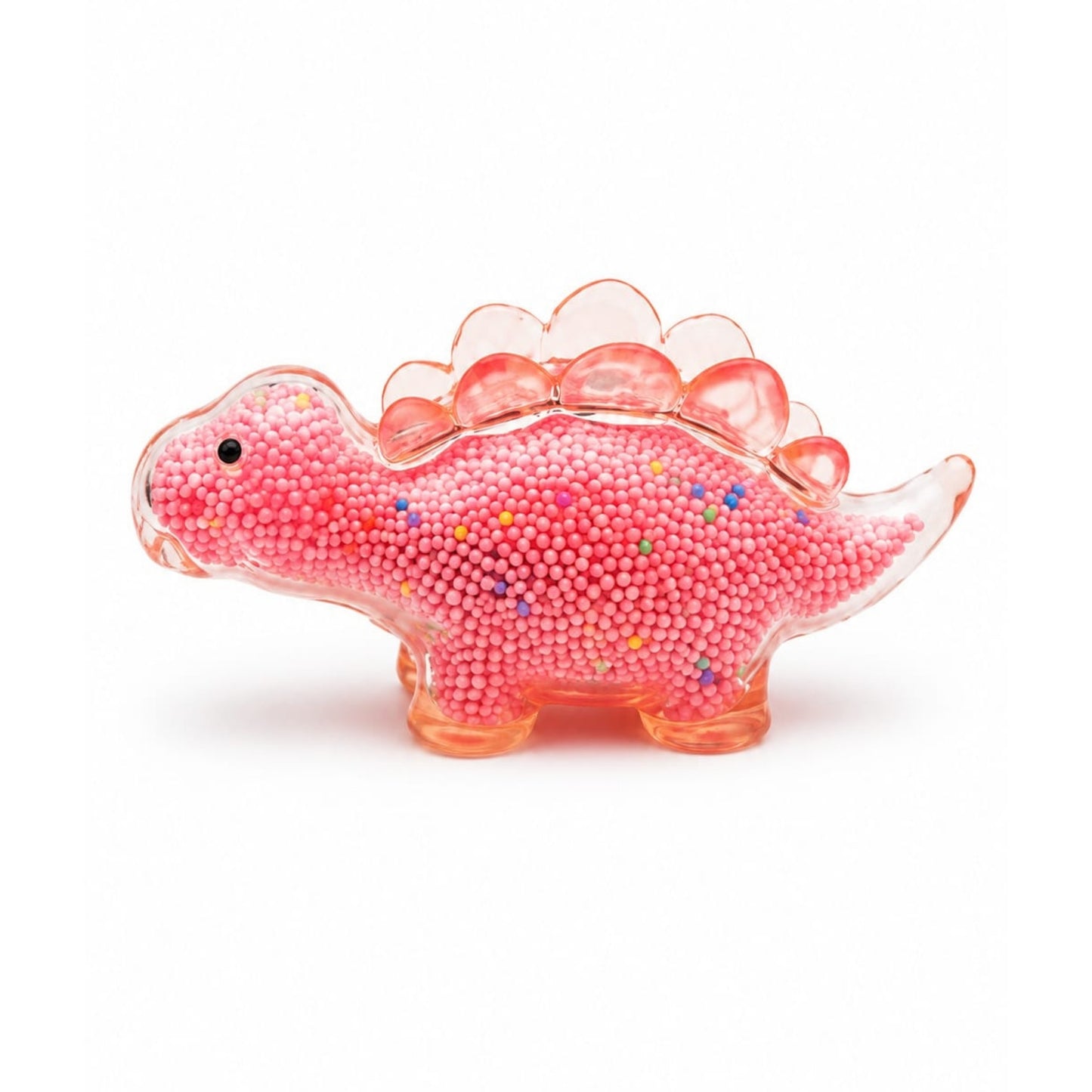 Stegosaurus Light-Up Squishy Stress Relief Sensory Fidget Toy - Bead-Filled Dinosaur Toy Pink On White Background