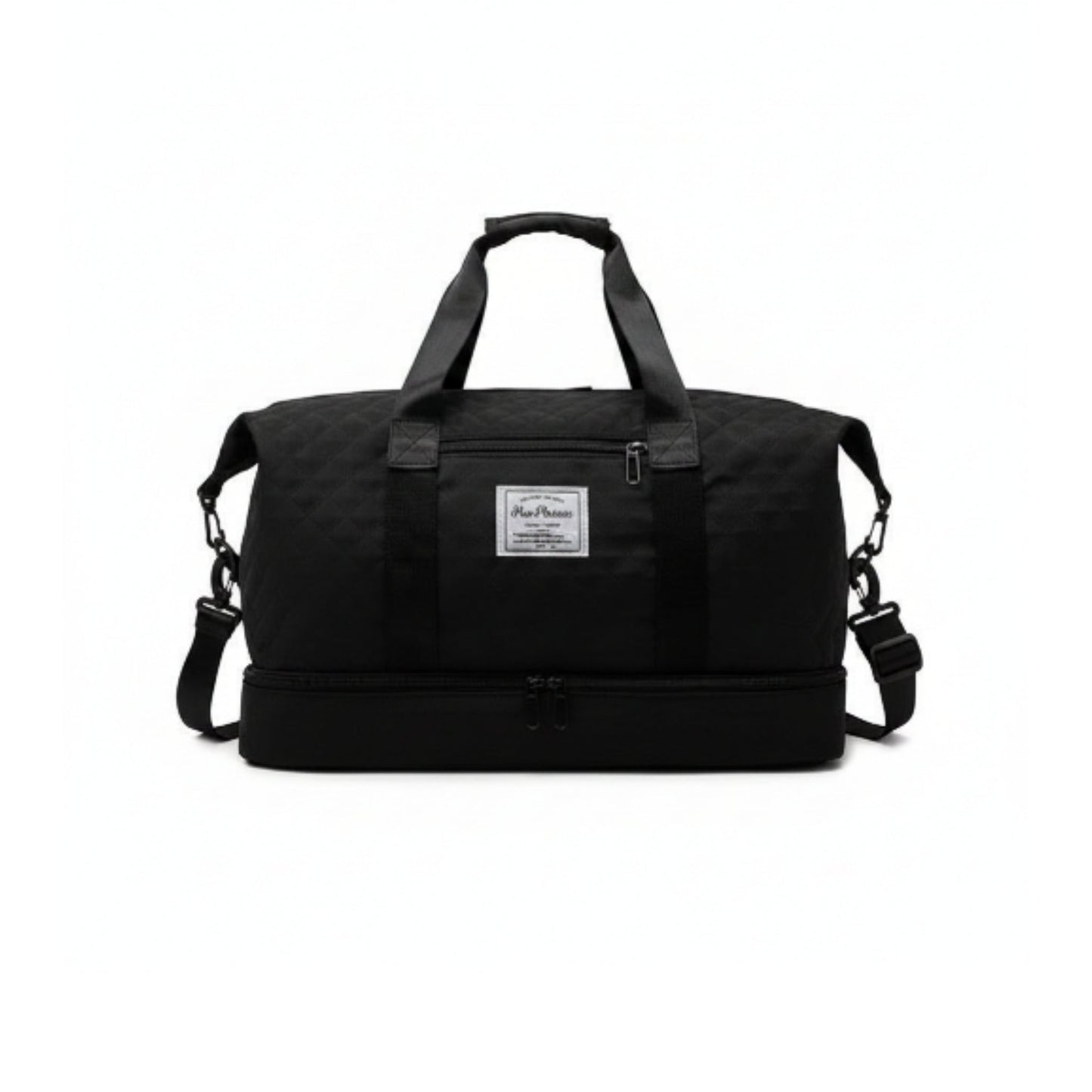 Stitched Travel Duffle Bag – Durable Canvas Weekend & Gym Luggage Bag Black