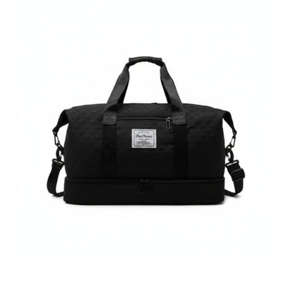 Stitched Travel Duffle Bag – Durable Canvas Weekend & Gym Luggage Bag Black
