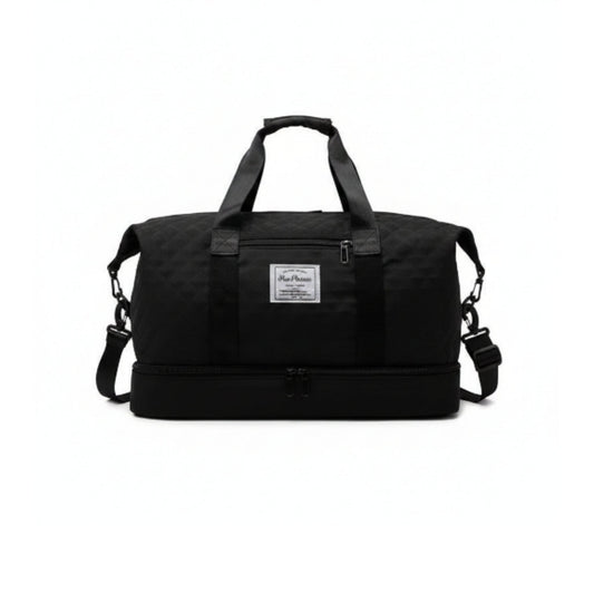 Stitched Travel Duffle Bag – Durable Canvas Weekend & Gym Luggage Bag Black