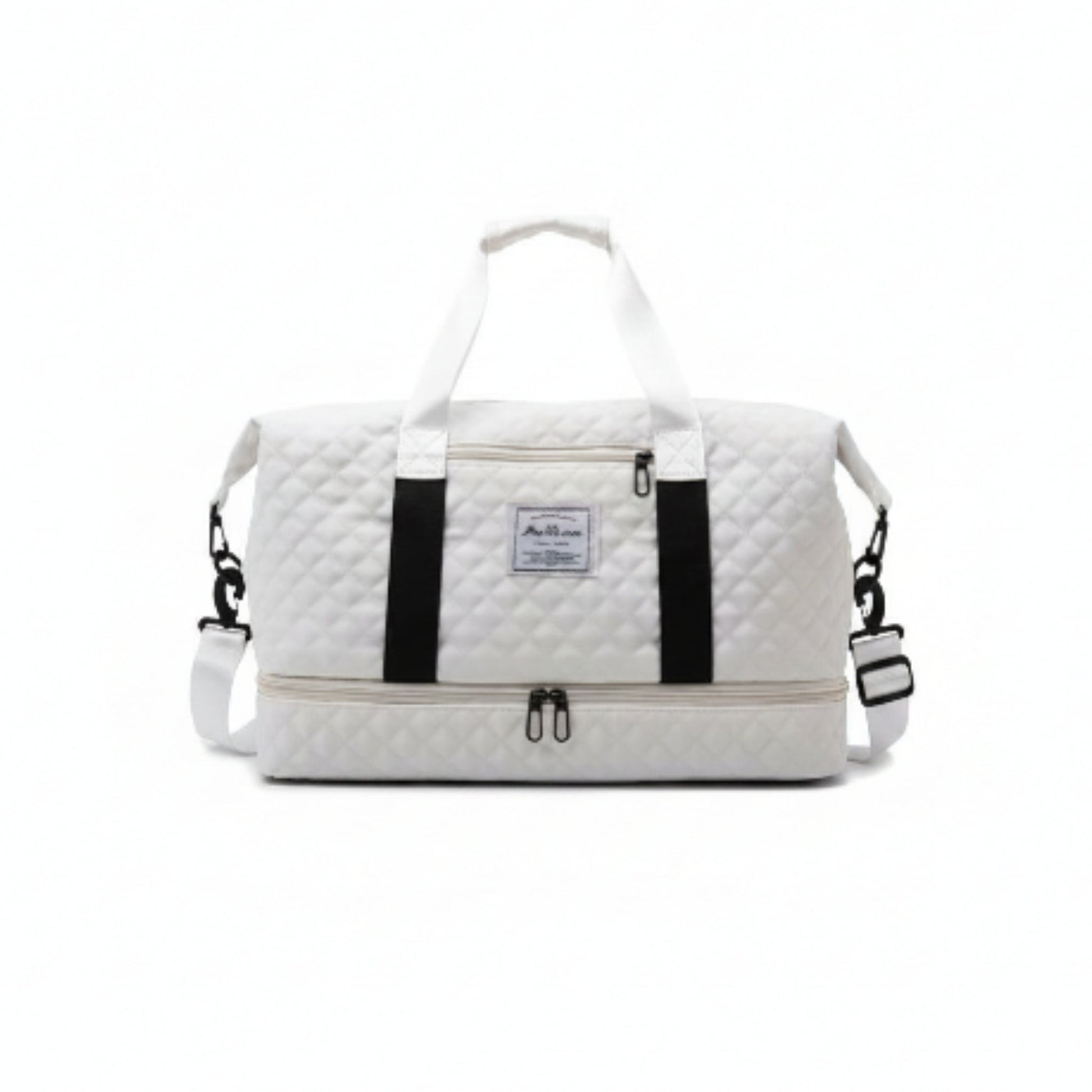 Stitched Travel Duffle Bag – Durable Canvas Weekend & Gym Luggage Bag Cream