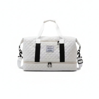 Stitched Travel Duffle Bag – Durable Canvas Weekend & Gym Luggage Bag Cream