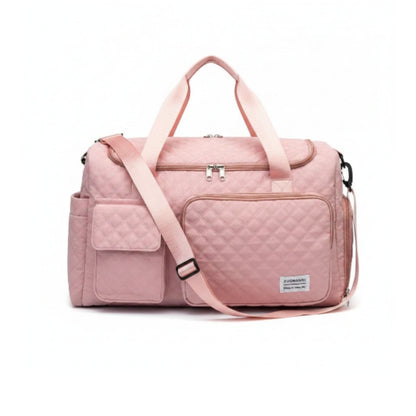Stitched Overnight Bag Pink On White Background