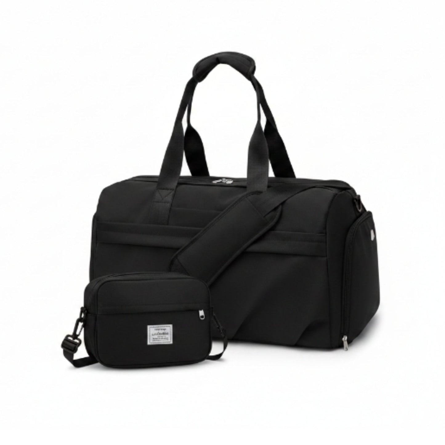 Stitched Overnight Bag Black On White Background