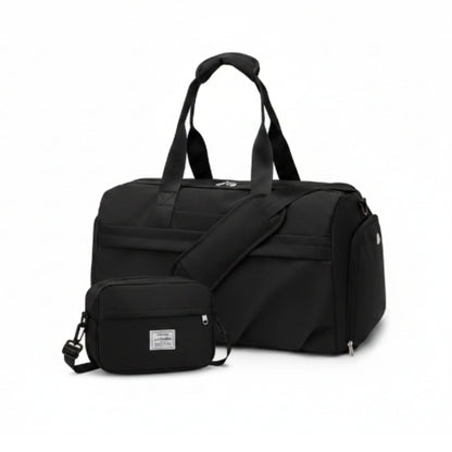 Stitched Overnight Bag Black On White Background
