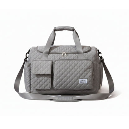 Stitched Overnight Bag Grey On White Background