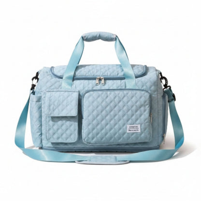 Stitched Overnight Bag Blue On White Background