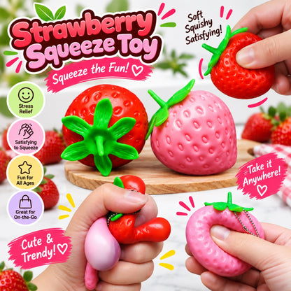 Strawberry Squishy – Soft Squeeze Stress Relief Fidget Toy – Strawberry Design