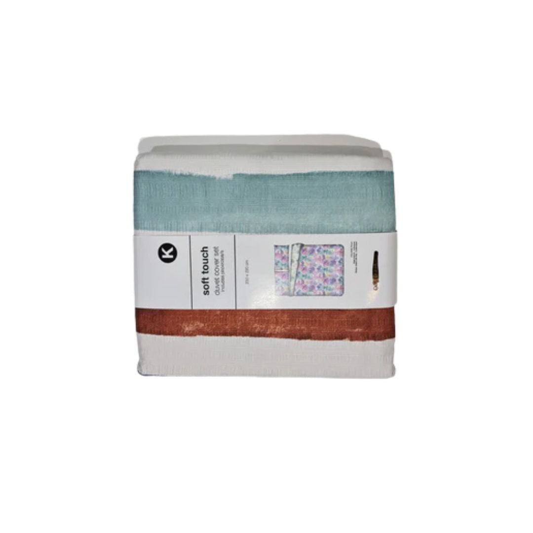 Striped soft touch duvet cover & 2 pillowcases
