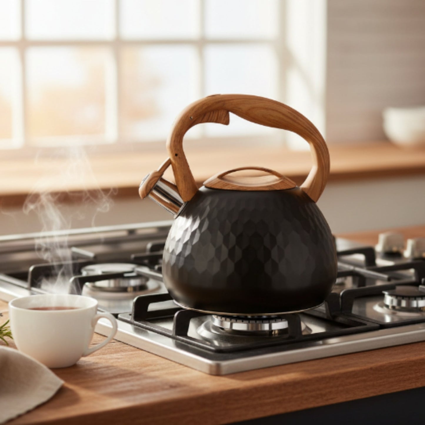 Takmehome 3L Stove Top Whistling Kettle - Black
