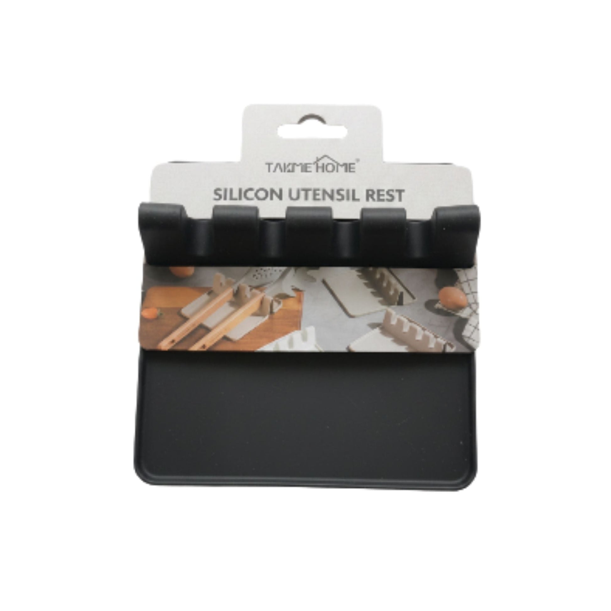 Takmehome 4 Slot Silicone Utensil Rest - Black