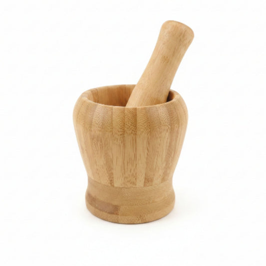 Takmehome Bamboo Mortar and Pestle Set – Natural Herb, Spice & Garlic Grinder