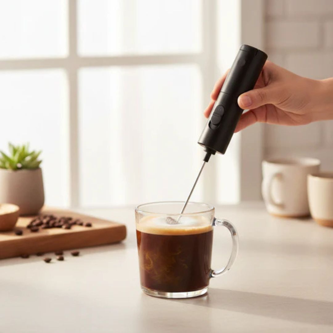 Takmehome Handheld Plastic Milk Frother – Plastic Coffee Foam Maker with Easy-Grip Handle